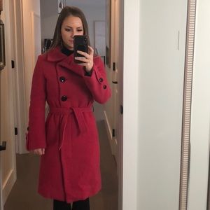 Soia & Kyo Pink wool trench coat jacket XS